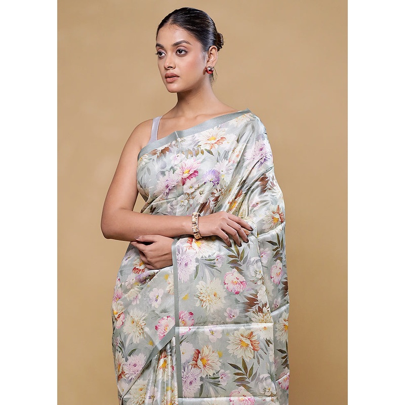 Cream Handloom Tussar Pure Silk Saree With Blouse Piece - JD986605828