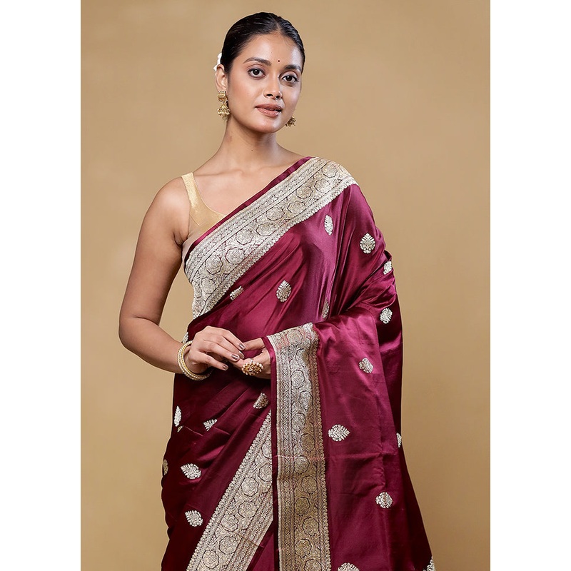 Pink Handloom Katan Pure Silk Saree With Blouse Piece - JD986605809