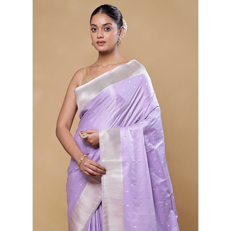 Purple Katan Silk Saree With Blouse Piece - JD986605798
