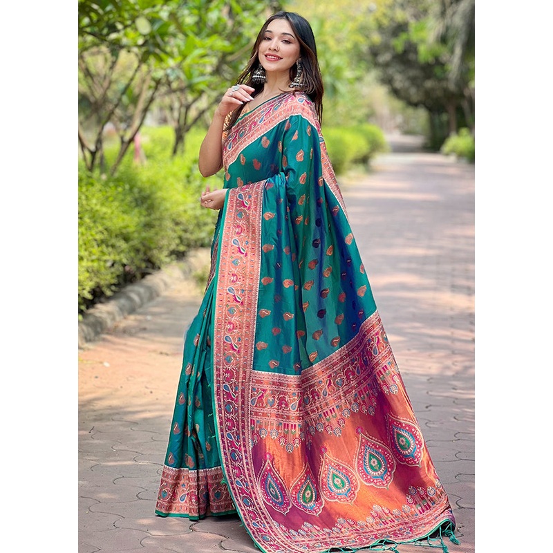 Green Dupion Silk Saree With Blouse Piece - JD986605515