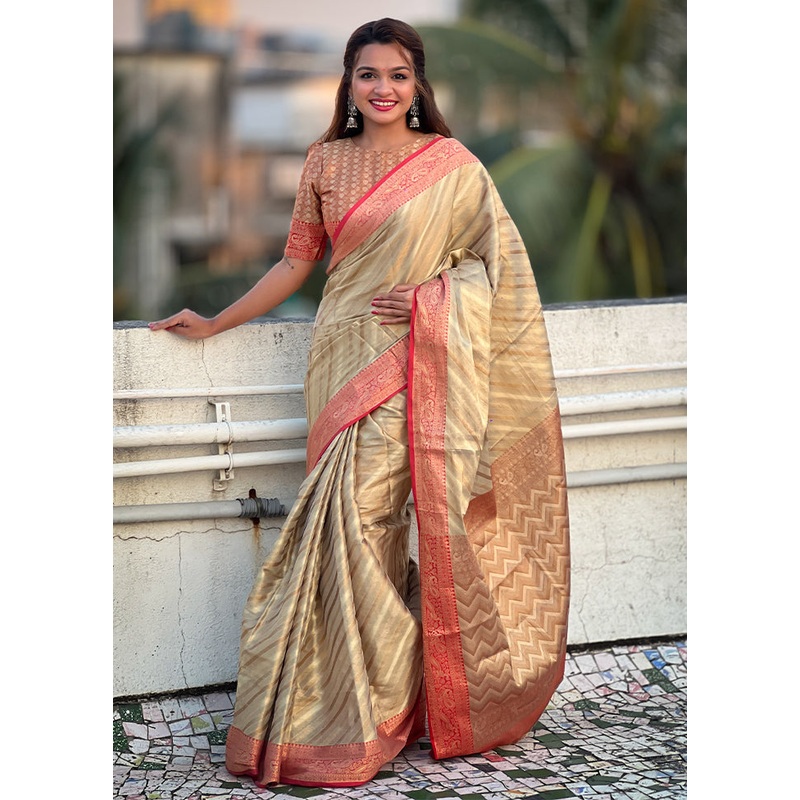 Grey Spun Silk Saree With Blouse Piece - JD986605512