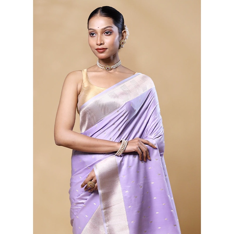Lavender Katan Silk Saree With Blouse Piece - JD986605556