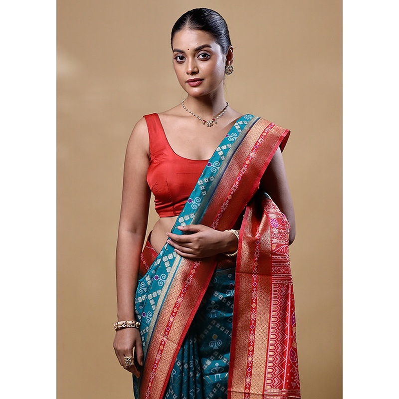 Blue Dupion Silk Saree With Blouse Piece - JD986605295