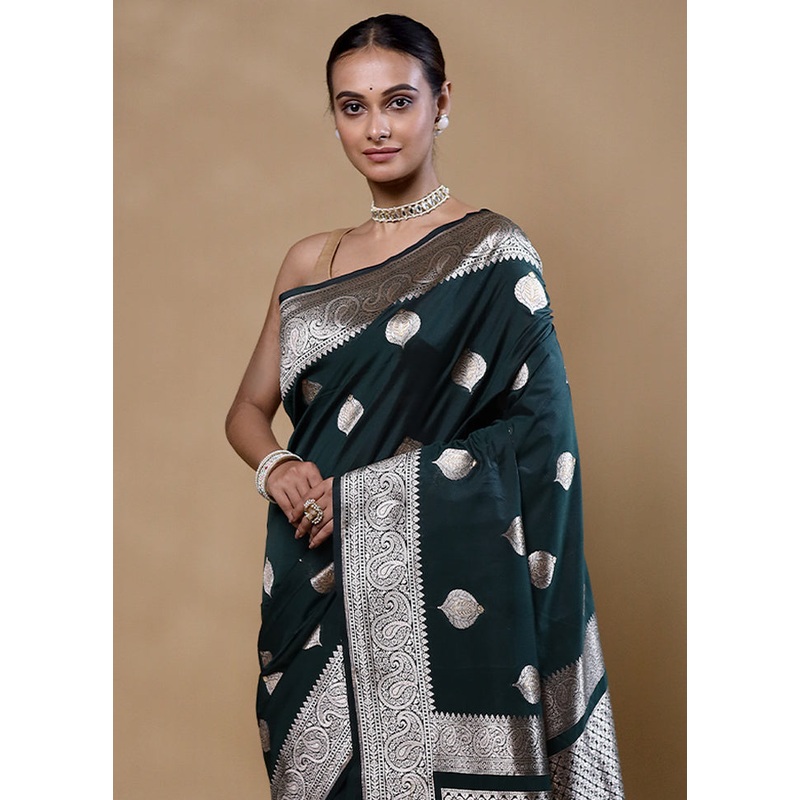Green Uppada Silk Saree With Blouse Piece - JD986605358