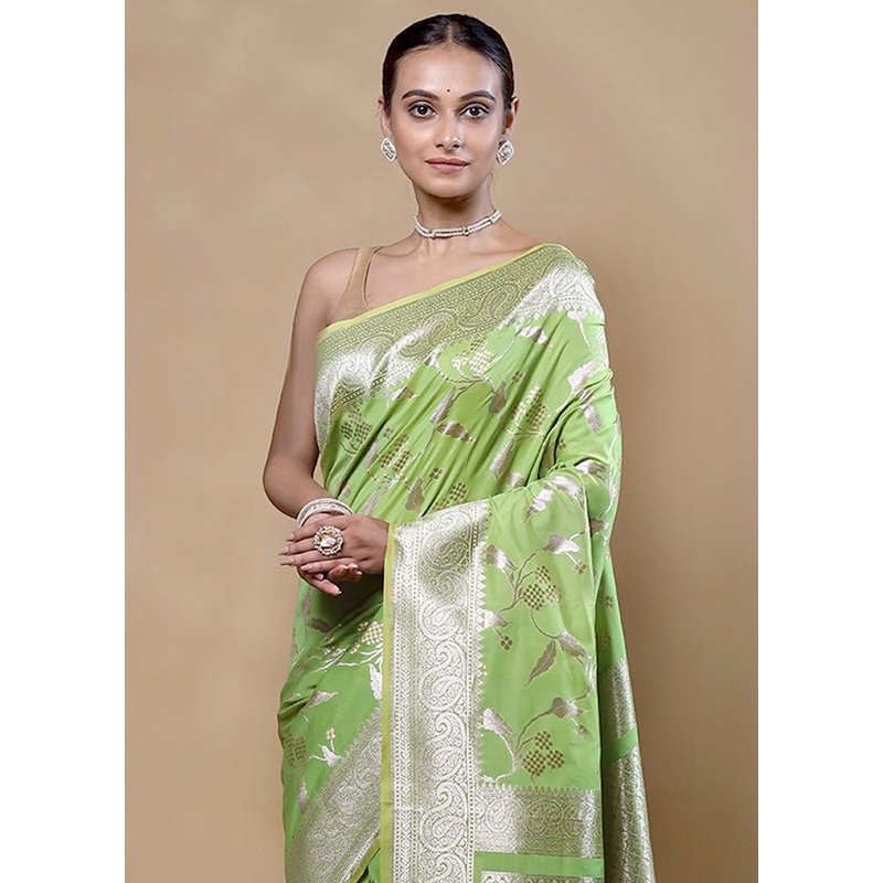 Green Uppada Silk Saree With Blouse Piece - JD986605359
