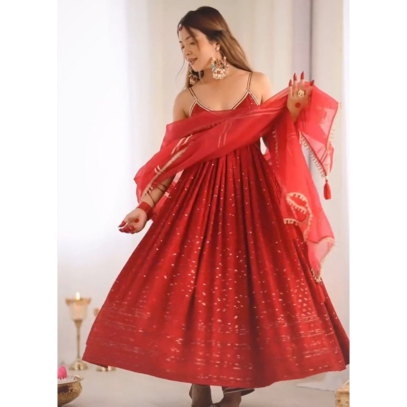 Multicolor Readymade Rayon Dupatta Indian Dress - JD986605387