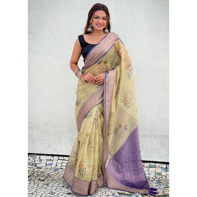 Mustard Spun Silk Saree With Blouse Piece - JD986605317