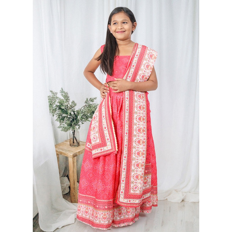 Pink Silk Digital Printed Work Lehenga With Dupatta - JD986605308