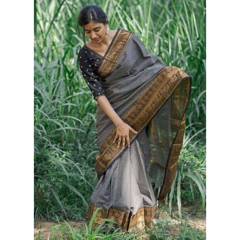 Multicolor Banarasi Silk Saree With Blouse Piece - JD986605104