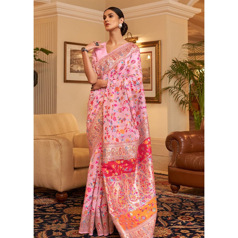 Multicolor Banarasi Silk Saree With Blouse Piece - JD986605107