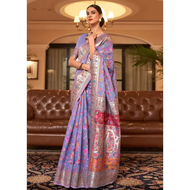 Multicolor Banarasi Silk Saree With Blouse Piece - JD986605109