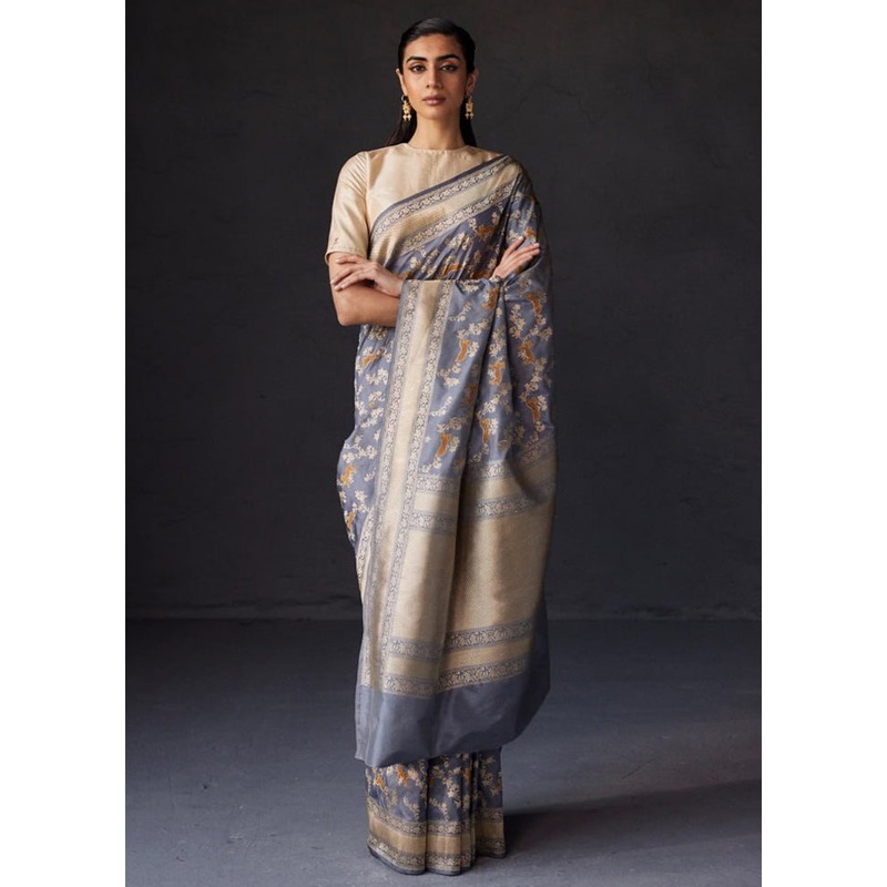 Multicolor Banarasi Silk Saree With Blouse Piece - JD986605111