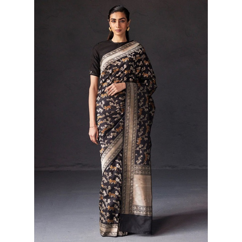 Multicolor Banarasi Silk Saree With Blouse Piece - JD986605112