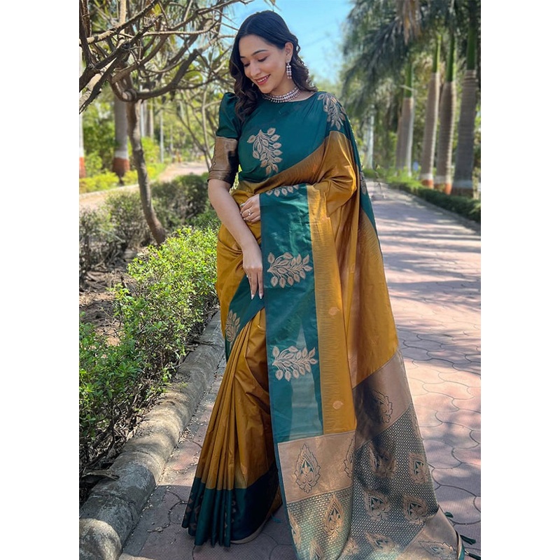 Multicolor Banarasi Silk Saree With Blouse Piece - JD986605114