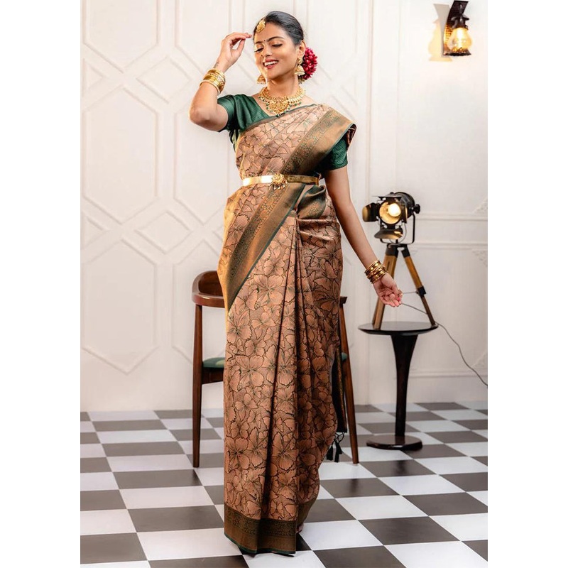 Multicolor Banarasi Silk Saree With Blouse Piece - JD986605120