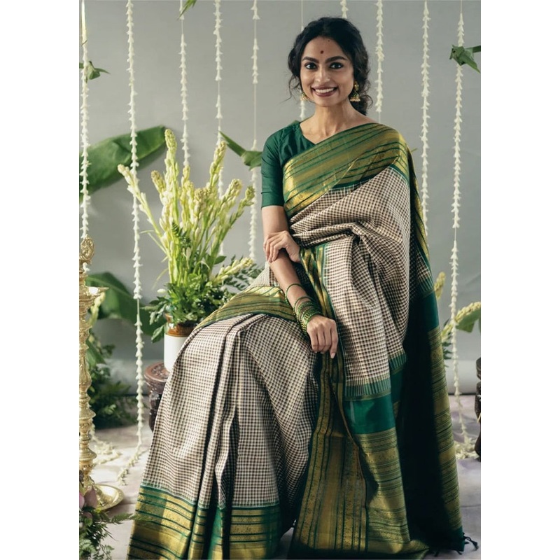 Multicolor Banarasi Silk Saree With Blouse Piece - JD986605122