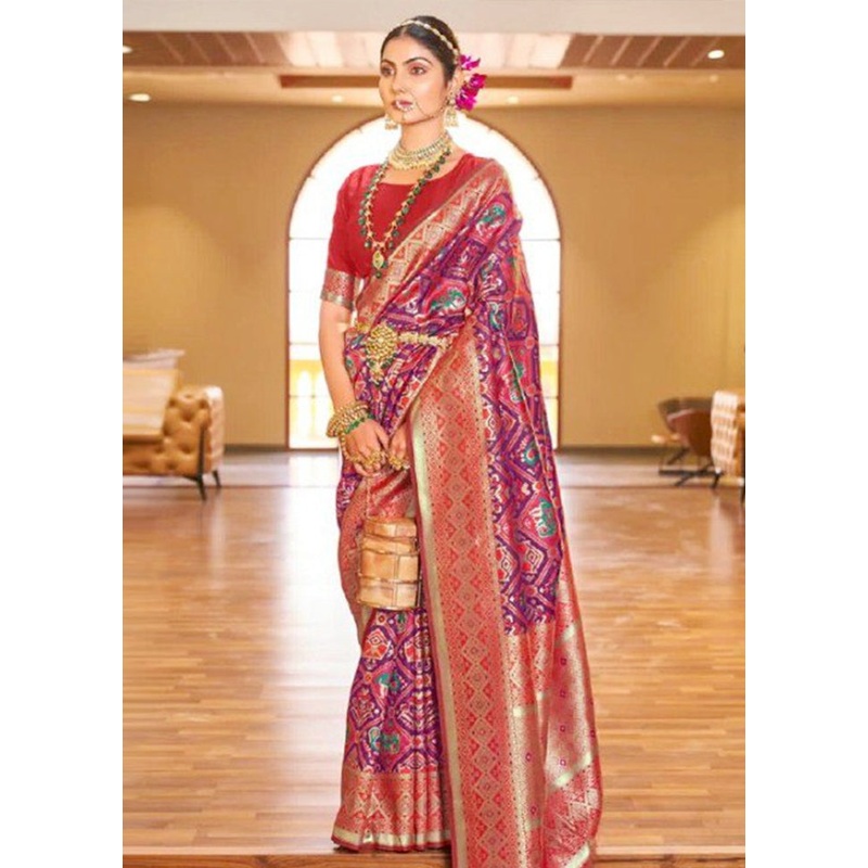 Multicolor Banarasi Silk Saree With Blouse Piece - JD986605130