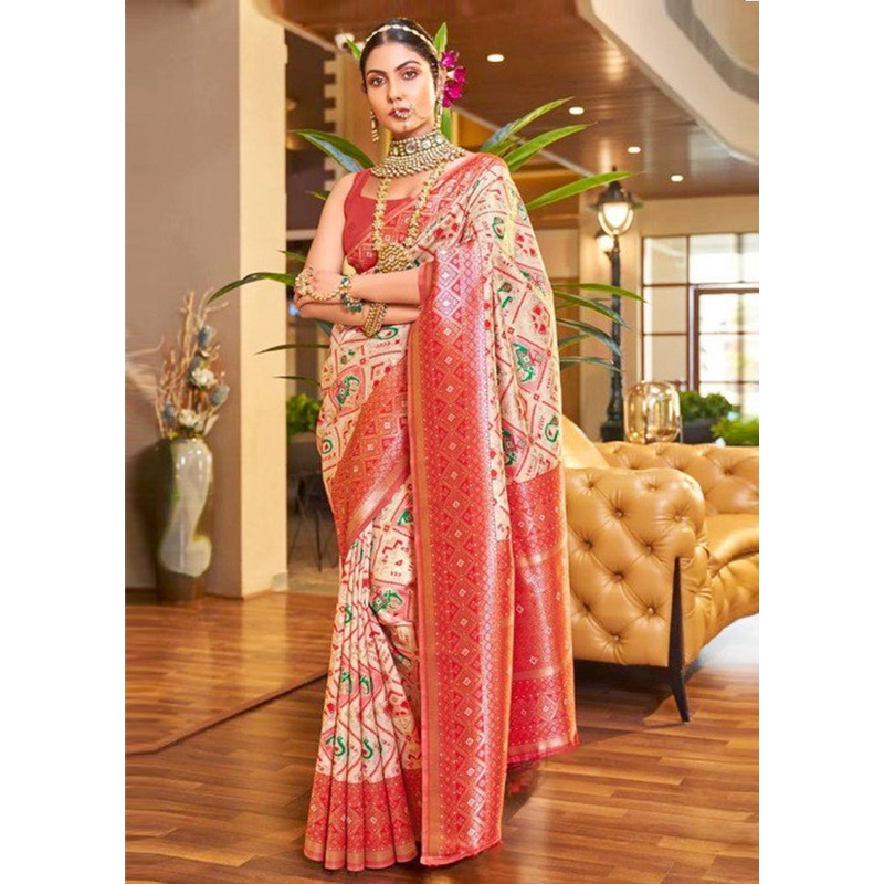 Multicolor Banarasi Silk Saree With Blouse Piece - JD986605131