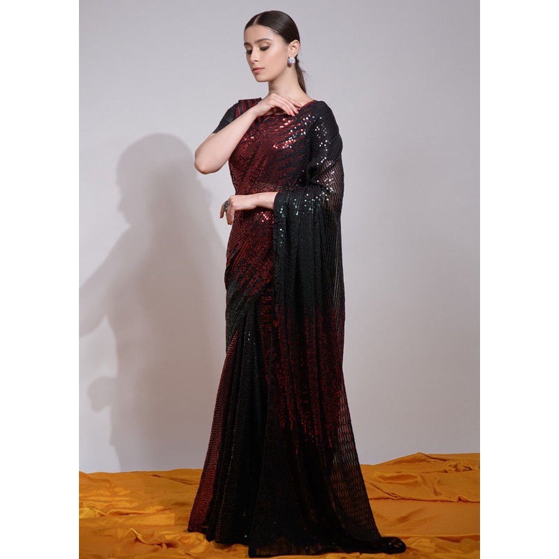 Multicolor Georgette Saree With Blouse Piece - JD986605015