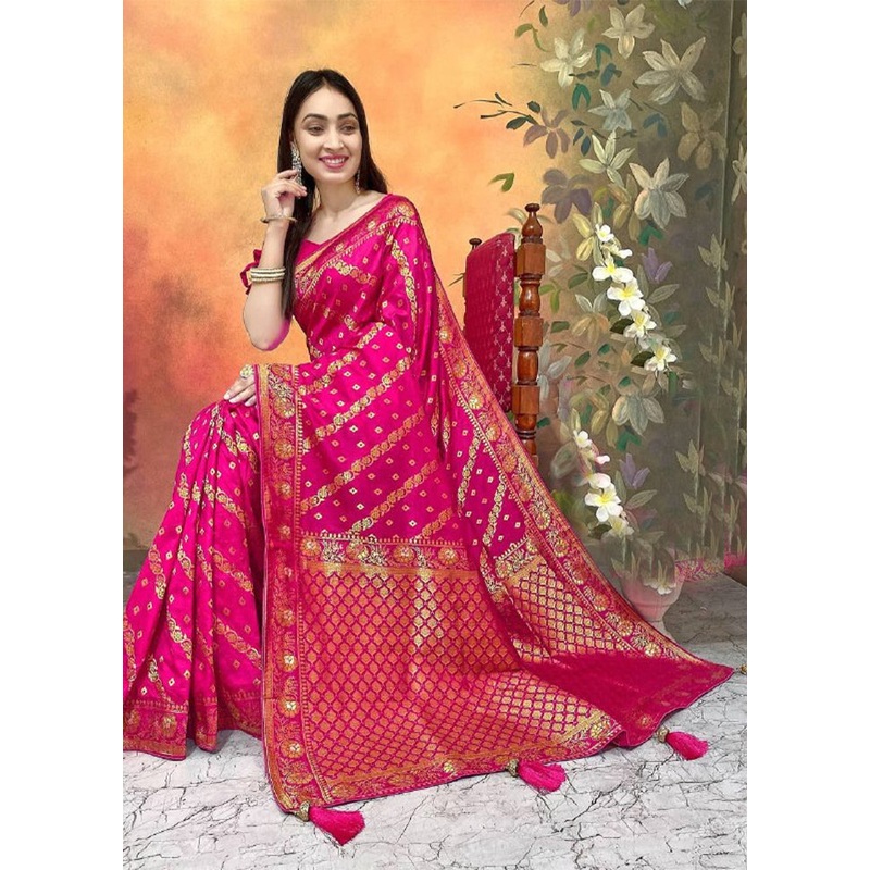 Rani Dupion Silk Saree With Blouse Piece - JD986604929