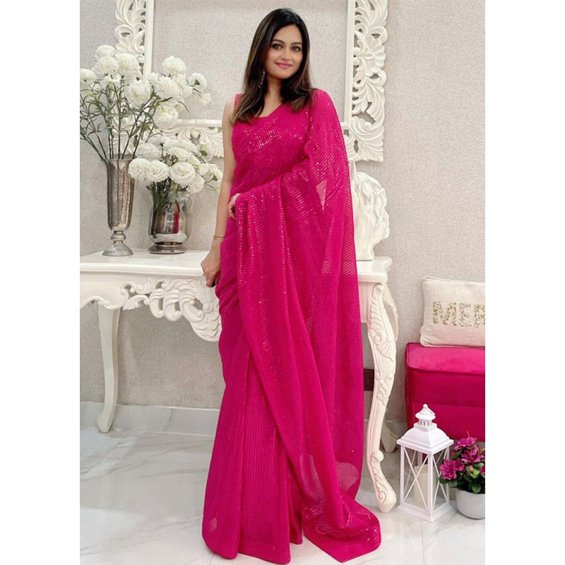 Rani Georgette Saree With Blouse Piece - JD986604927