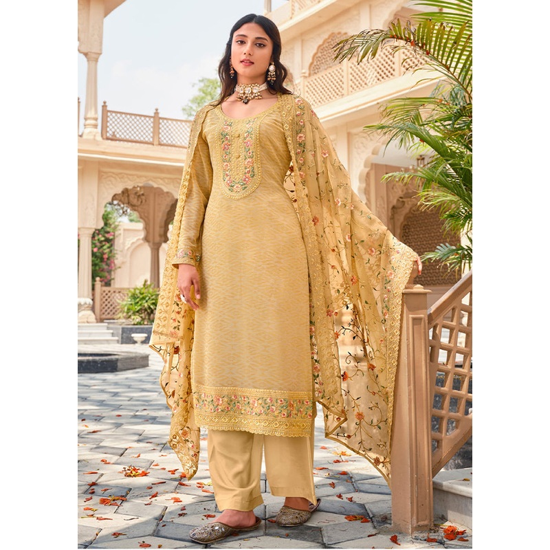 3 Pc Chiku Semi Stitched Georgette Suit Set - JD986604814