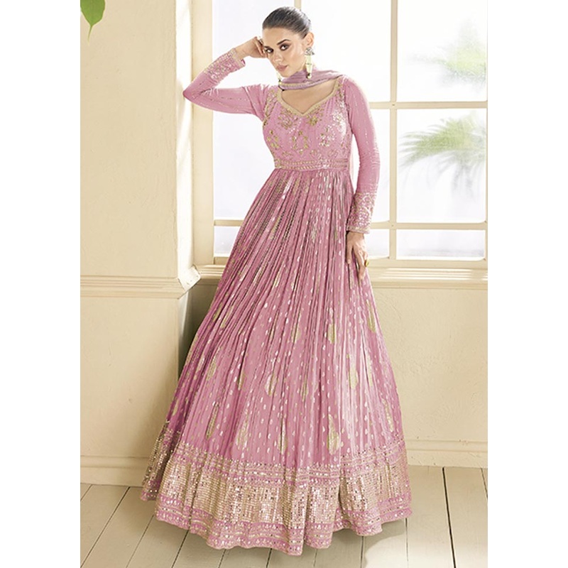 3 Pc Light Pink Semi Stitched Viscose Suit Set - JD986604731