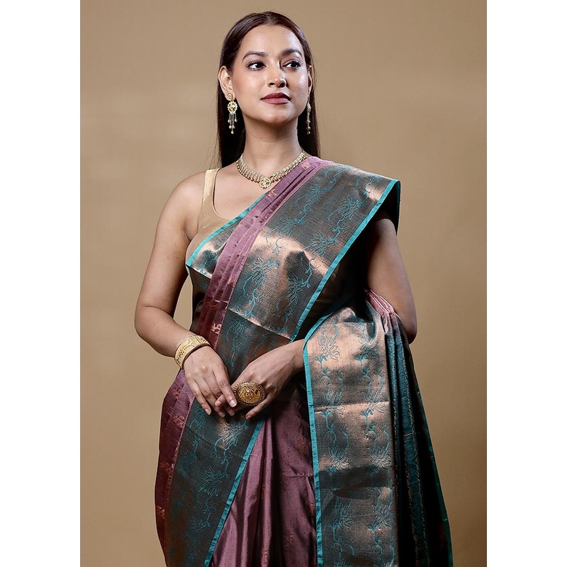 Wine Dupion Silk Saree With Blouse Piece - JD986604838