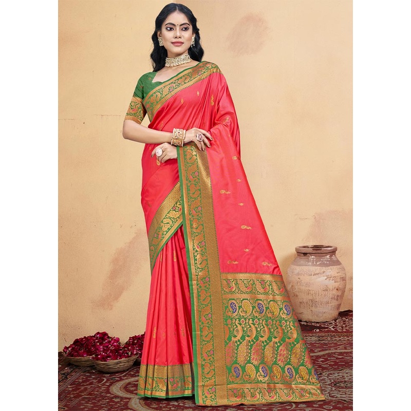 Pink Dupion Silk Saree With Blouse Piece - JD986604120
