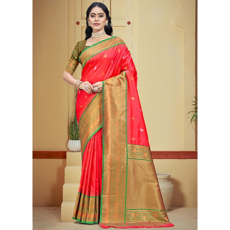 Pink Dupion Silk Saree With Blouse Piece - JD986604121