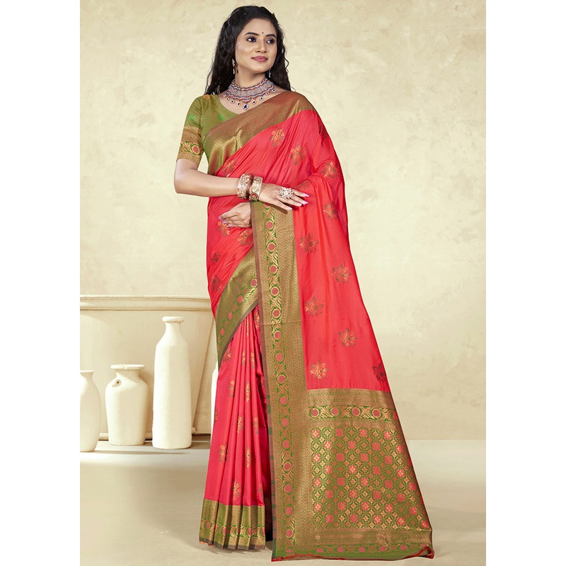 Pink Dupion Silk Saree With Blouse Piece - JD986604125