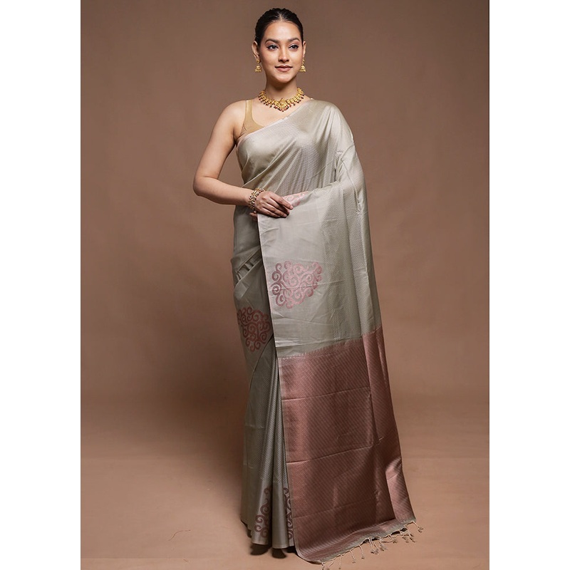 Pink Dupion Silk Saree With Blouse Piece - JD986604232