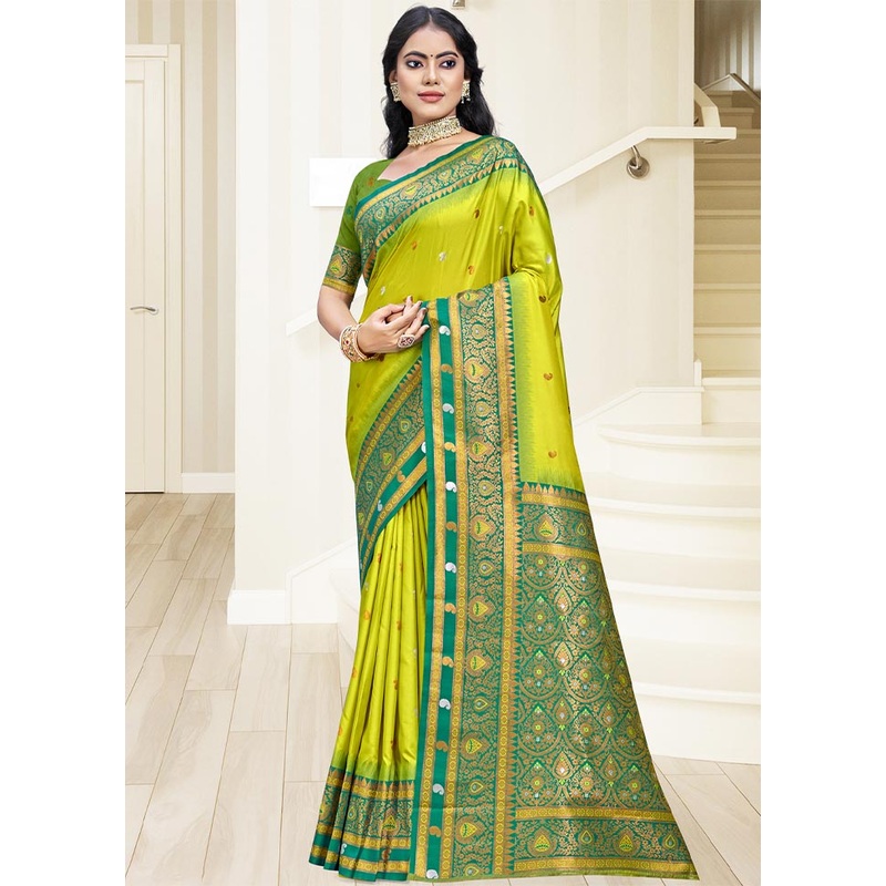 Sea Green Dupion Silk Saree With Blouse Piece - JD986604102