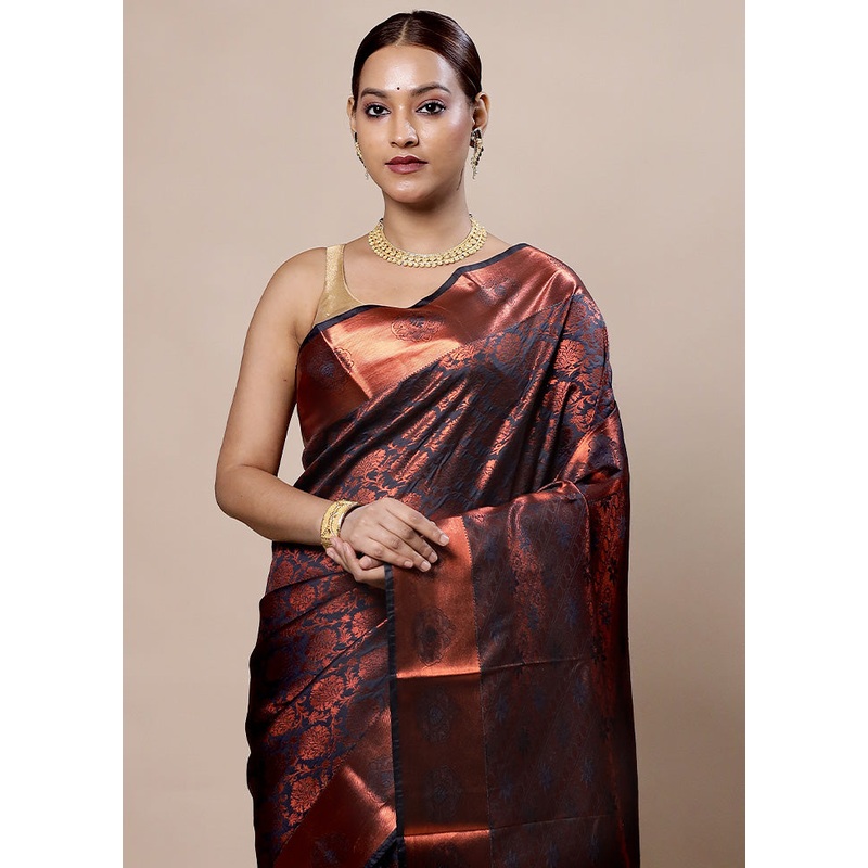 Black Kanjivaram Silk Saree With Blouse Piece - JD986604022