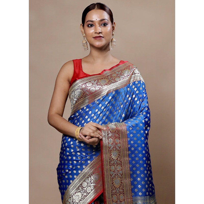 Blue Georgette Saree With Blouse Piece - JD986604016