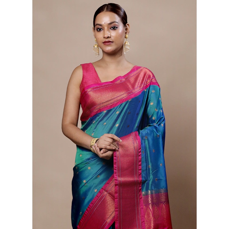 Blue Kanjivaram Silk Saree With Blouse Piece - JD986604010