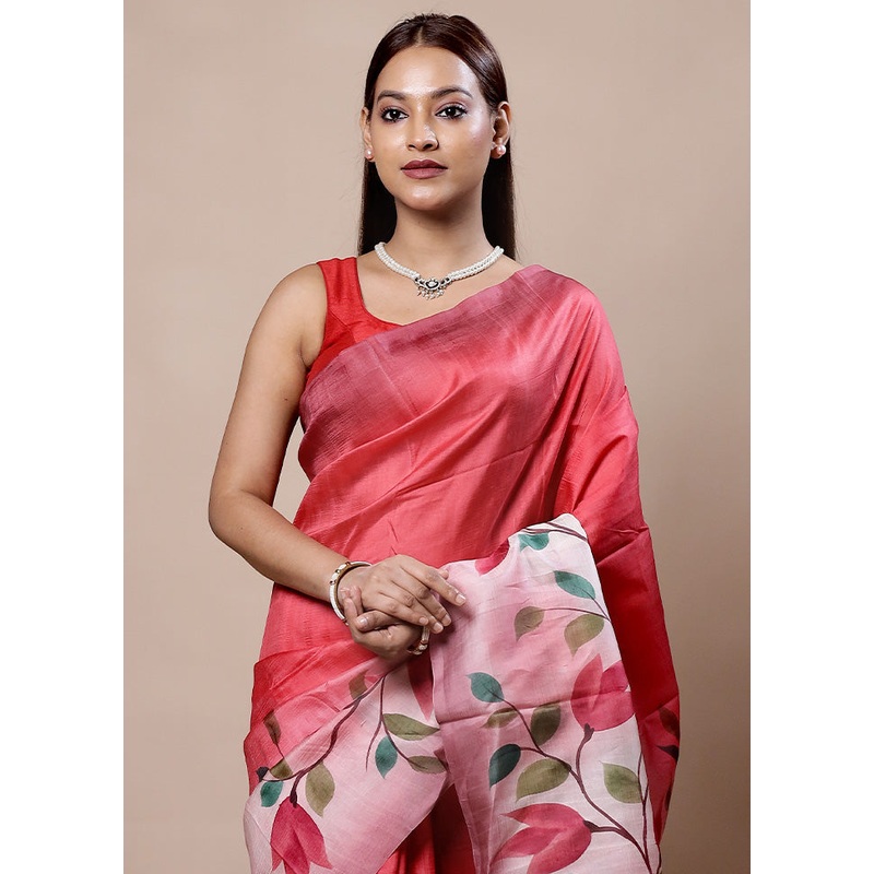 Pink Printed Pure Silk Saree Without Blouse Piece - JD986603963