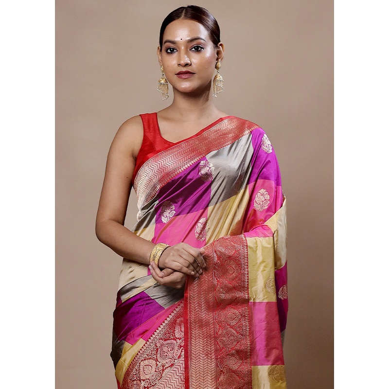 Yellow Handloom Katan Pure Silk Saree With Blouse Piece - JD986603951
