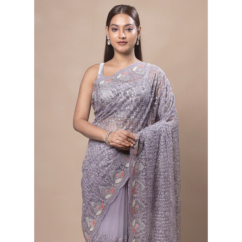 Purple Handloom Tissue Pure Silk Saree With Blouse Piece - JD986603738
