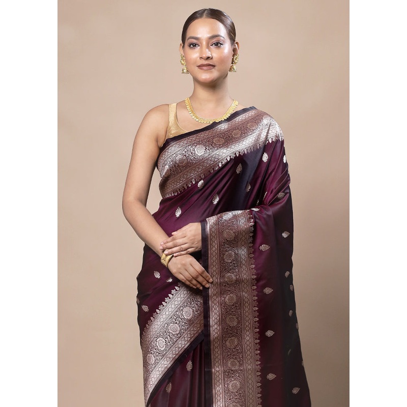 Purple Katan Silk Saree With Blouse Piece - JD986603737