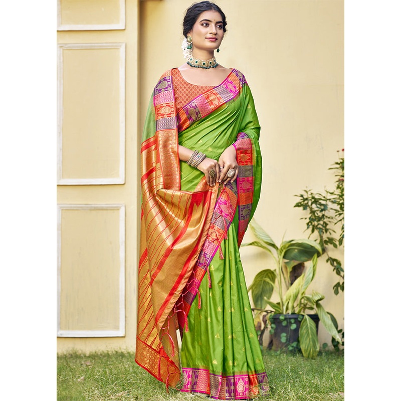 Sea Green Dupion Silk Saree With Blouse Piece - JD986603847