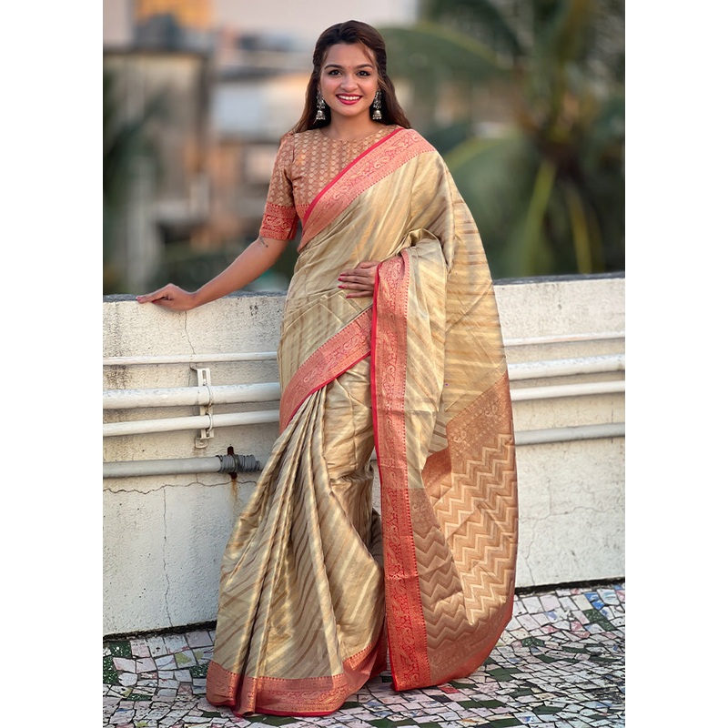 Grey Spun Silk Saree With Blouse Piece - JD986603522