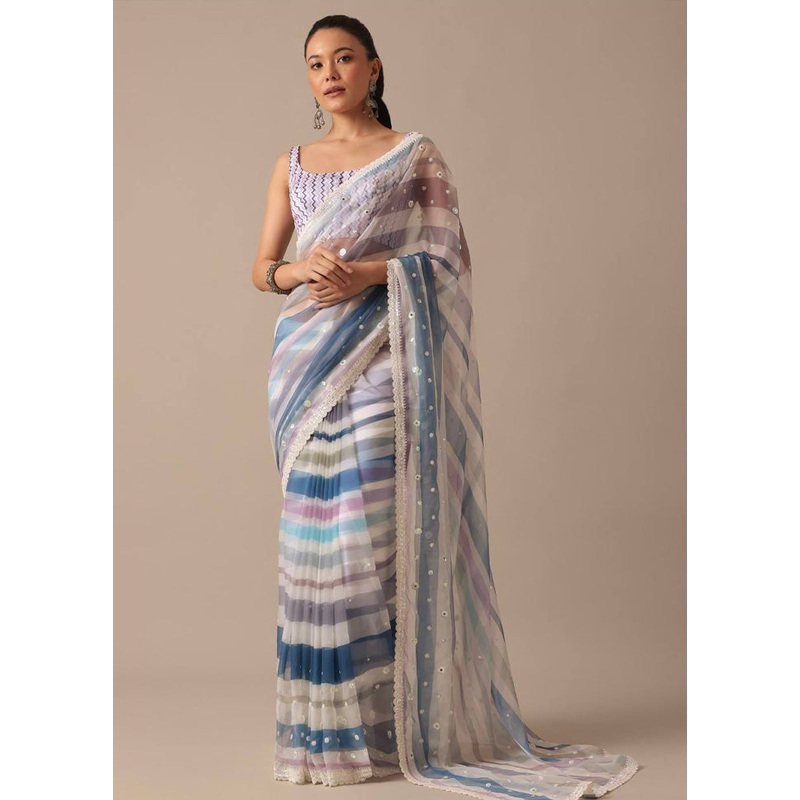 Multicolor Georgette Saree With Blouse Piece - JD986603632