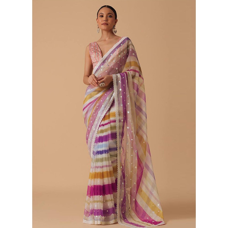 Multicolor Georgette Saree With Blouse Piece - JD986603633
