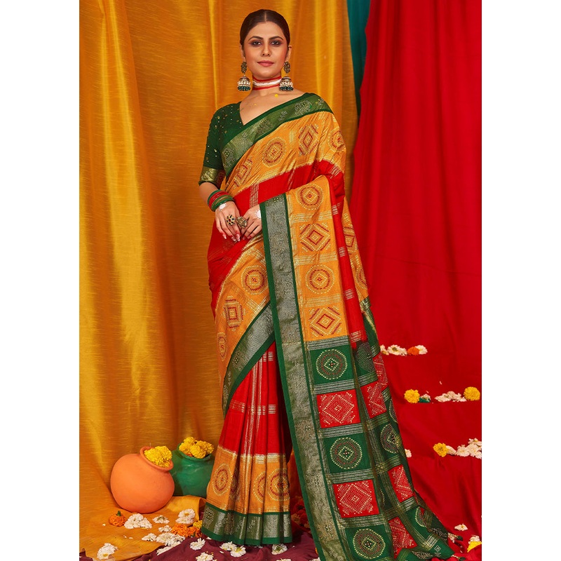 Mustard Tussar Silk Saree With Blouse Piece - JD986603497