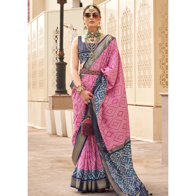 Pink Dupion Silk Saree With Blouse Piece - JD986603484