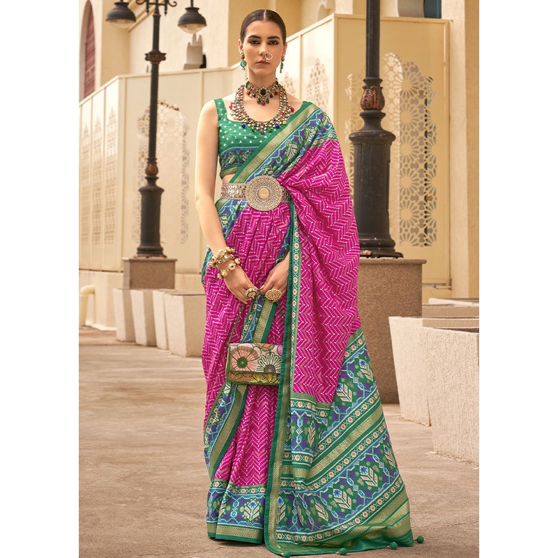 Pink Dupion Silk Saree With Blouse Piece - JD986603485