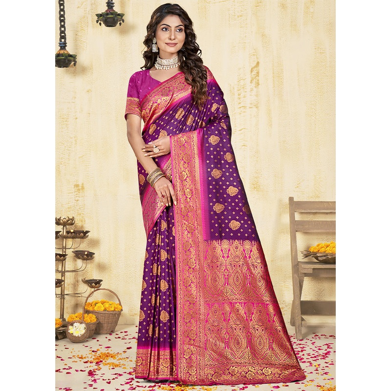 Wine Dupion Silk Saree With Blouse Piece - JD986603551