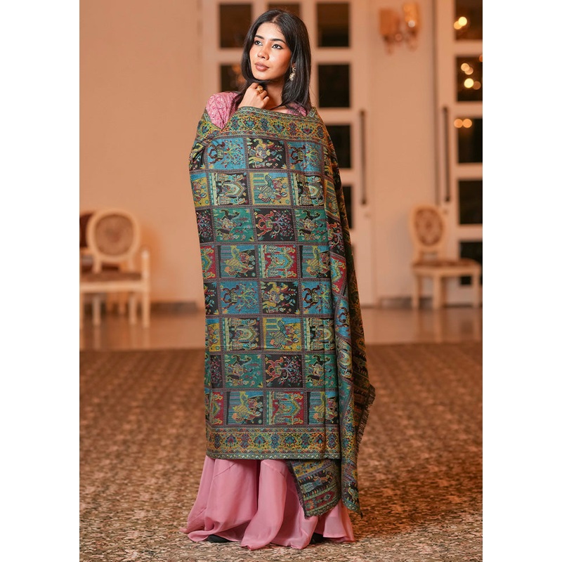 Black Fine Wool Shawl - JD986603325