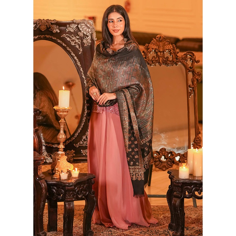Black Fine Wool Shawl - JD986603326